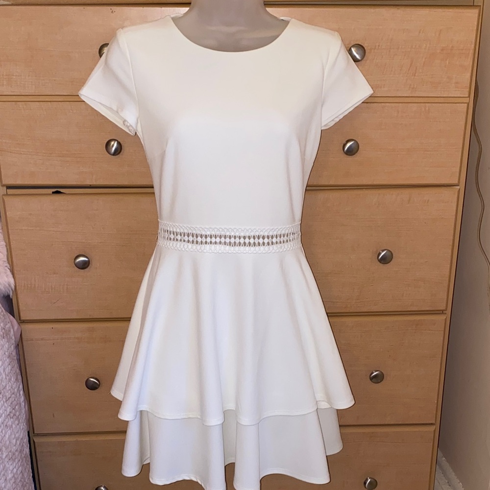B Darlin White Layered Mini Dress